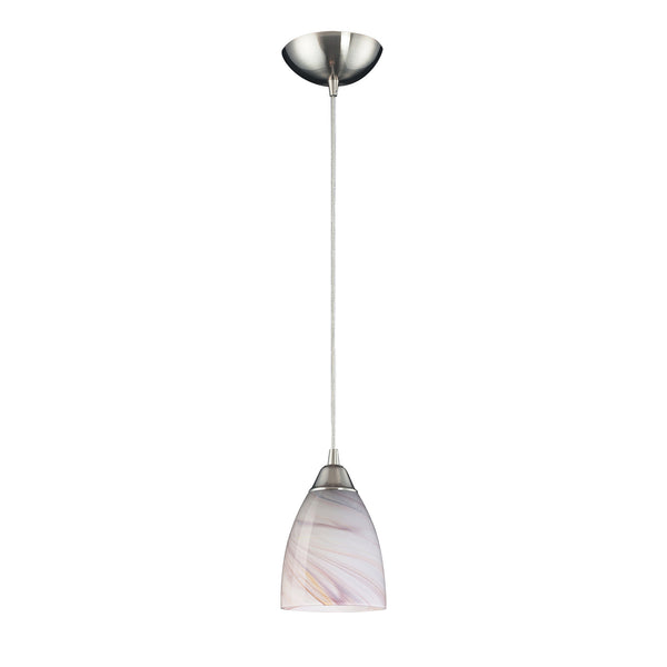 1 Light Pendant In Satin Nickel And Creme Glass