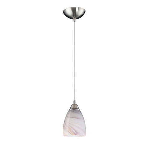 1 Light Pendant In Satin Nickel And Creme Glass