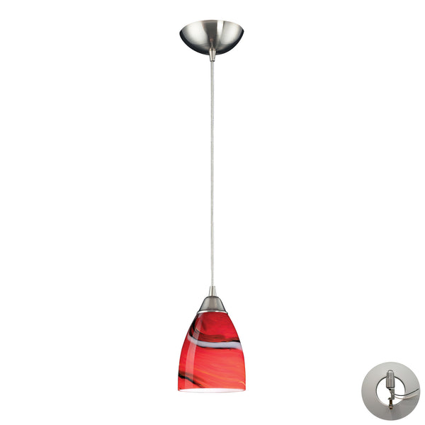 1 Light Pendant In Satin Nickel And Candy Glass Includes An Adapter Kit To Allow For Easy Conversion Of A Recessed Light To A Pendant