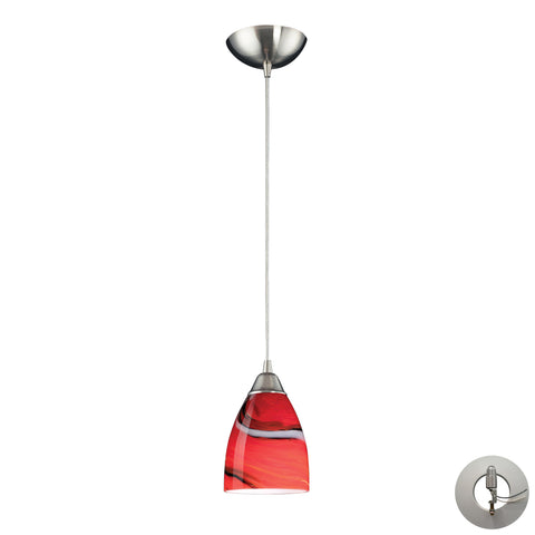 1 Light Pendant In Satin Nickel And Candy Glass Includes An Adapter Kit To Allow For Easy Conversion Of A Recessed Light To A Pendant