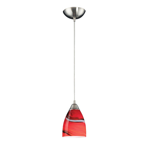 1 Light Pendant In Satin Nickel And Candy Glass