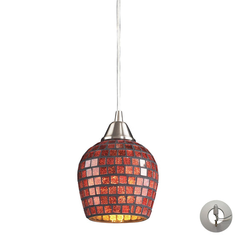 1 Light Pendant In Satin Nickel And Copper Mosaic Glass Includes An Adapter Kit To Allow For Easy Conversion Of A Recessed Light To A Pendant