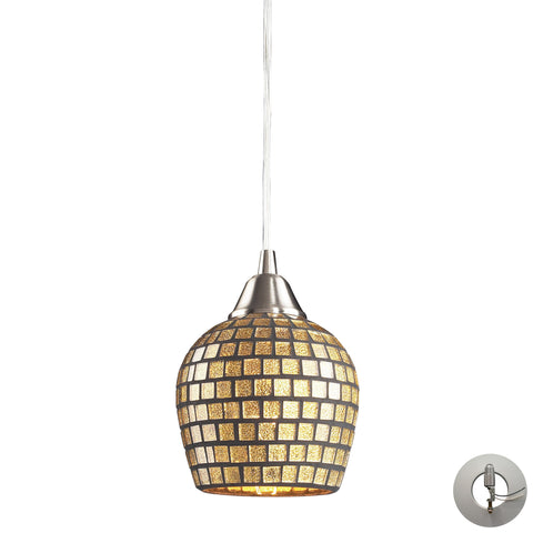 1 Light Pendant In Satin Nickel And Gold Mosaic Glass Includes An Adapter Kit To Allow For Easy Conversion Of A Recessed Light To A Pendant