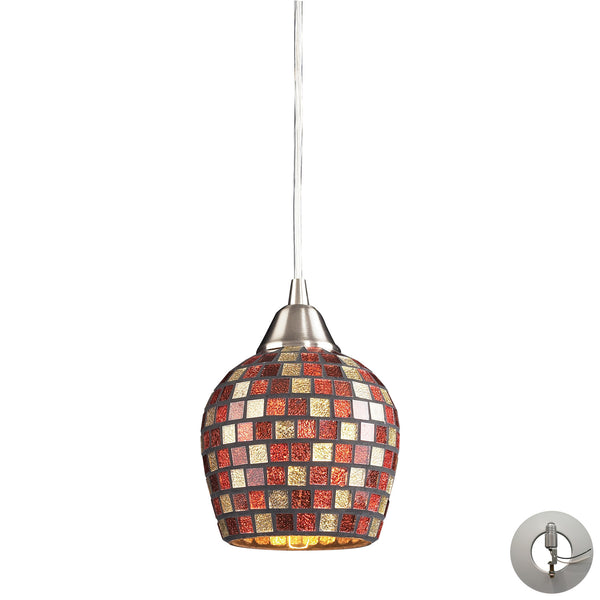 1 Light Pendant In Satin Nickel And Multi Mosaic Glass Includes An Adapter Kit To Allow For Easy Conversion Of A Recessed Light To A Pendant