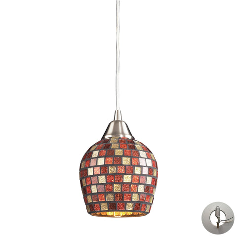 1 Light Pendant In Satin Nickel And Multi Mosaic Glass Includes An Adapter Kit To Allow For Easy Conversion Of A Recessed Light To A Pendant