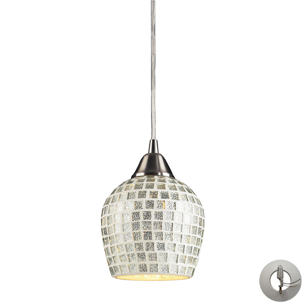1 Light Pendant In Satin Nickel And Silver Mosaic Glass Includes An Adapter Kit To Allow For Easy Conversion Of A Recessed Light To A Pendant