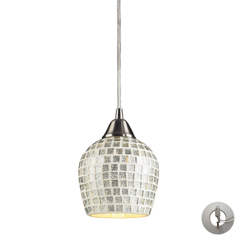 1 Light Pendant In Satin Nickel And Silver Mosaic Glass Includes An Adapter Kit To Allow For Easy Conversion Of A Recessed Light To A Pendant