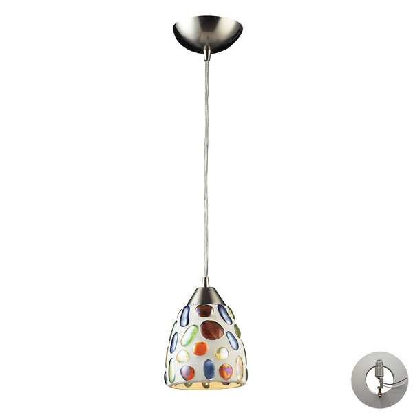 1 Light Genstone Pendant With Satin Nickel Hardware Includes An Adapter Kit To Allow For Easy Conversion Of A Recessed Light To A Pendant