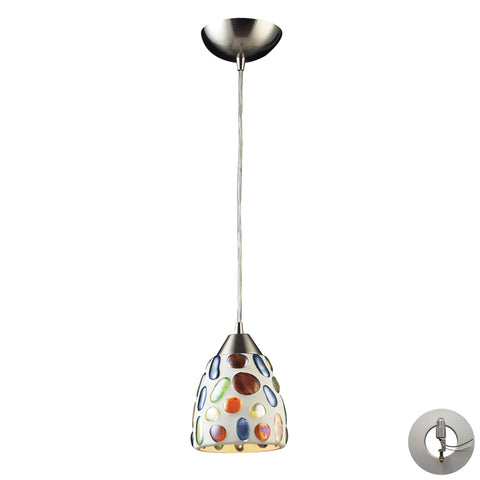 1 Light Genstone Pendant With Satin Nickel Hardware Includes An Adapter Kit To Allow For Easy Conversion Of A Recessed Light To A Pendant