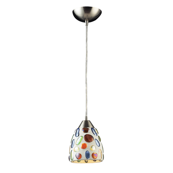 1 Light Genstone Pendant With Satin Nickel Hardware