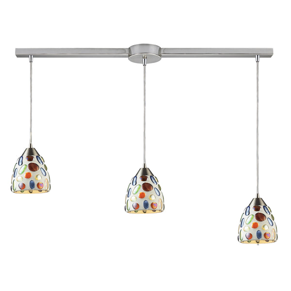 3 Light Genstone Pendant With Satin Nickel Hardware