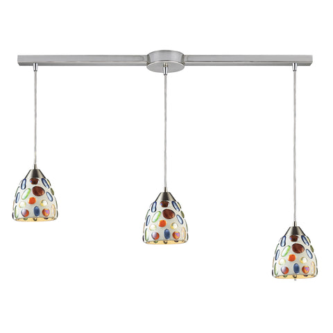 3 Light Genstone Pendant With Satin Nickel Hardware