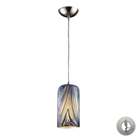 1 Light Pendant In Satin Nickel And Molten Ocean Glass Includes An Adapter Kit To Allow For Easy Conversion Of A Recessed Light To A Pendant