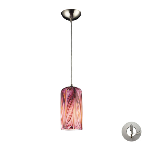 1 Light Pendant In Satin Nickel And Molten Rose Glass Includes An Adapter Kit To Allow For Easy Conversion Of A Recessed Light To A Pendant