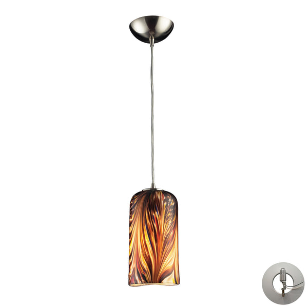 1 Light Pendant In Satin Nickel And Molten Sunset Glass Includes An Adapter Kit To Allow For Easy Conversion Of A Recessed Light To A Pendant