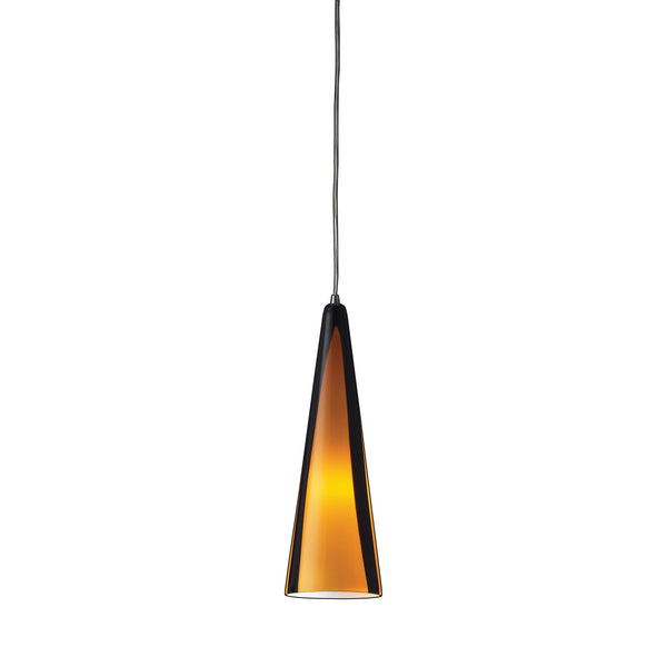1 Light Pendant In Satin Nickel And Sahara Glass