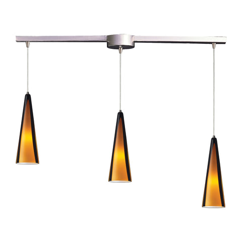 3 Light Pendant In Satin Nickel And Sahara Glass