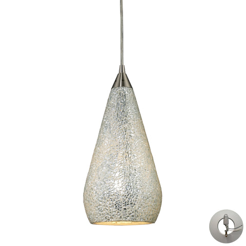 1 Light Pendant In Satin Nickel With Silver Crackle Includes An Adapter Kit To Allow For Easy Conversion Of A Recessed Light To A Pendant