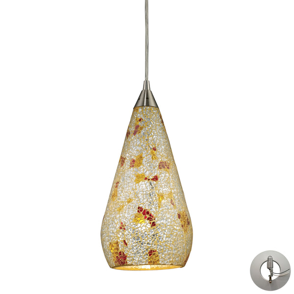 1 Light Pendant In Satin Nickel With Silver Multicolored Crackle Includes An Adapter Kit To Allow For Easy Conversion Of A Recessed Light To A Pendant