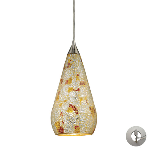 1 Light Pendant In Satin Nickel With Silver Multicolored Crackle Includes An Adapter Kit To Allow For Easy Conversion Of A Recessed Light To A Pendant