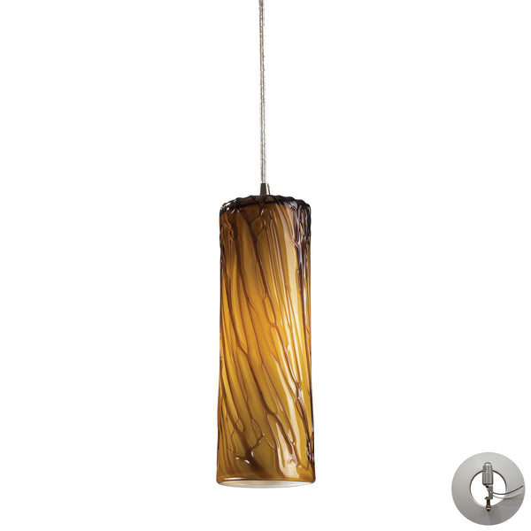 1 Light Pendant In Satin Nickel With Maple Amber Includes An Adapter Kit To Allow For Easy Conversion Of A Recessed Light To A Pendant