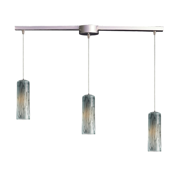3 Light Pendant In Satin Nickel With Maple Dusk