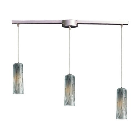 3 Light Pendant In Satin Nickel With Maple Dusk