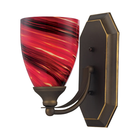 1 Light Vanity In Aged Bronze And Autumn Glass