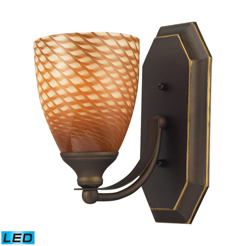 1 Light Vanity In Aged Bronze And Coco Glass - LED Offering Up To 800 Lumens (60 Watt Equivalent) With Full Range Dimming. Includes An Easily Replaceable LED Bulb (120V).