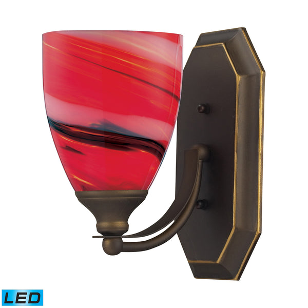1 Light Vanity In Aged Bronze And Canary Glass - LED Offering Up To 800 Lumens (60 Watt Equivalent) With Full Range Dimming. Includes An Easily Replaceable LED Bulb (120V).