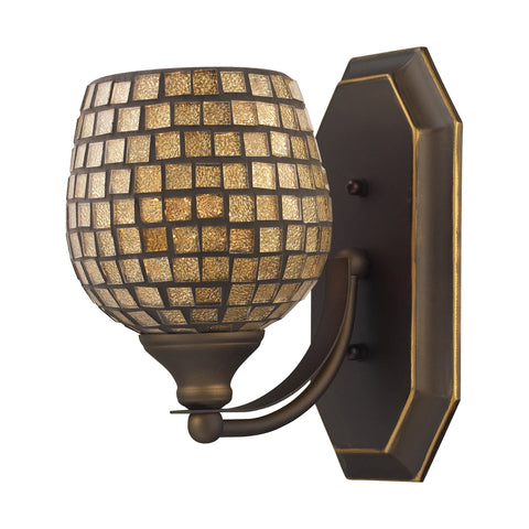 1 Light Vanity In Aged Bronze And Gold Mosaic Glass