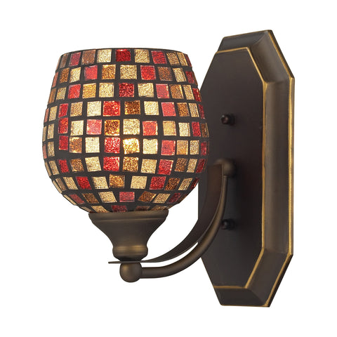 1 Light Vanity In Aged Bronze And Multi Mosaic Glass
