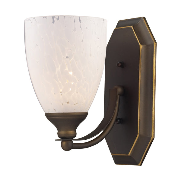 1 Light Vanity In Aged Bronze And Snow White Glass