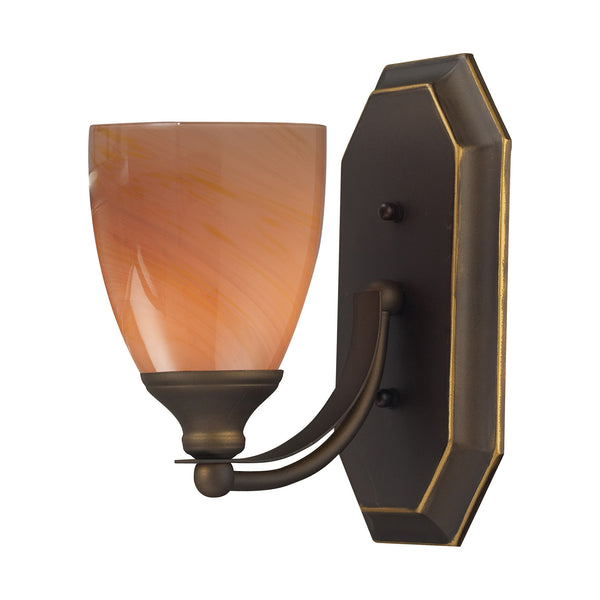 1 Light Vanity In Aged Bronze And Sandy Glass