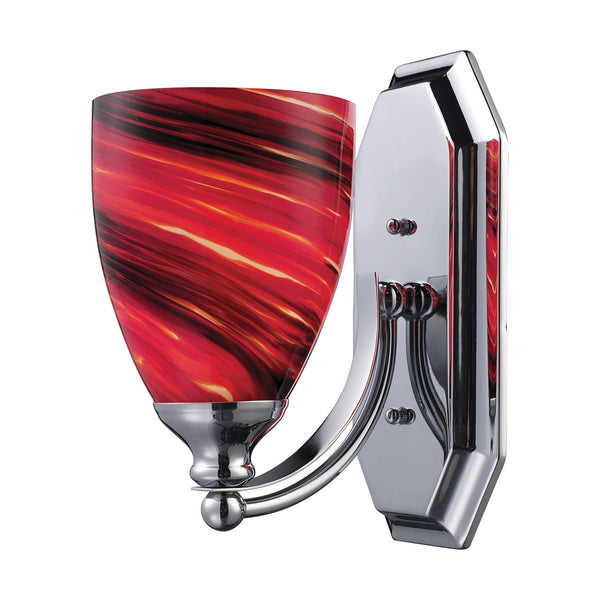 1 Light Vanity In Polished Chrome And Autumn Glass