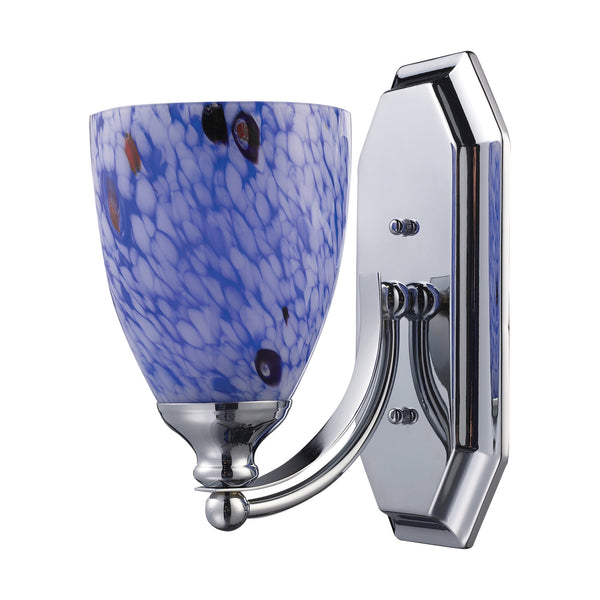 1 Light Vanity In Polished Chrome And Starburst Blue Glass