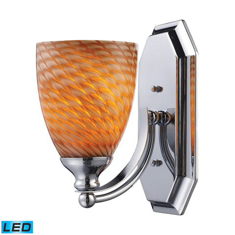 1 Light Vanity In Polished Chrome And Coco Glass - LED Offering Up To 800 Lumens (60 Watt Equivalent) With Full Range Dimming. Includes An Easily Replaceable LED Bulb (120V).
