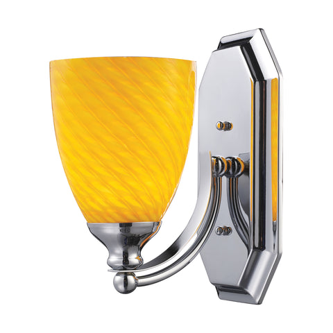 1 Light Vanity In Polished Chrome And Canary Glass