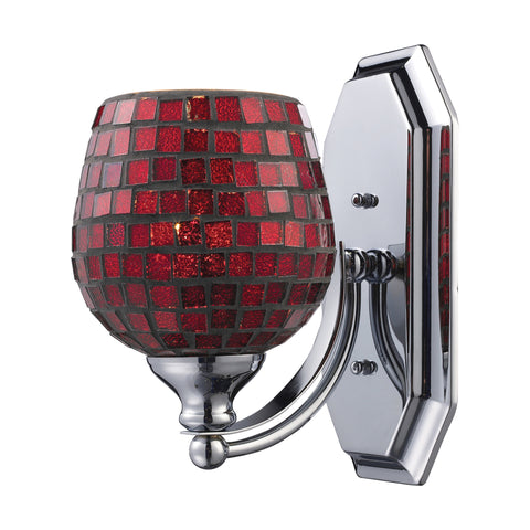 1 Light Vanity In Polished Chrome And Copper Mosaic Glass