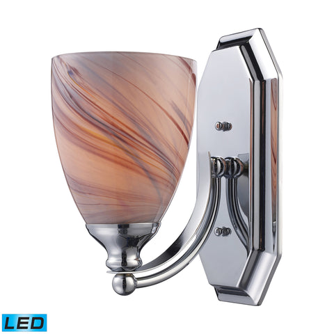 1 Light Vanity In Polished Chrome And Creme Glass - LED Offering Up To 800 Lumens (60 Watt Equivalent) With Full Range Dimming. Includes An Easily Replaceable LED Bulb (120V).