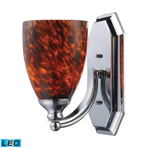 1 Light Vanity In Polished Chrome And Espresso Glass - LED Offering Up To 800 Lumens (60 Watt Equivalent) With Full Range Dimming. Includes An Easily Replaceable LED Bulb (120V).