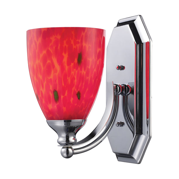 1 Light Vanity In Polished Chrome And Fire Red Glass