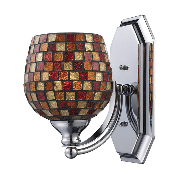 1 Light Vanity In Polished Chrome And Multi Mosaic Glass