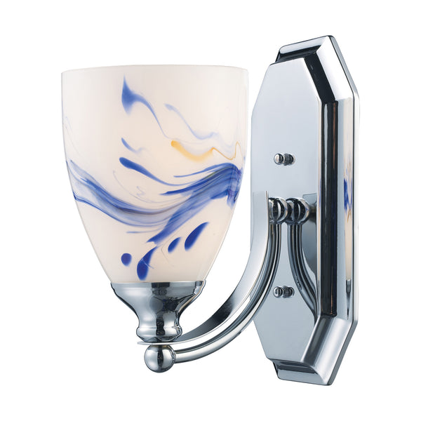 1 Light Vanity In Polished Chrome And Mountain Glass