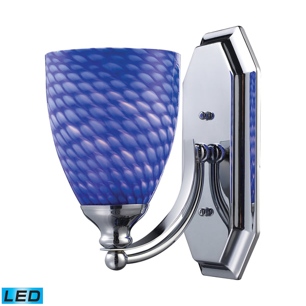 1 Light Vanity In Polished Chrome And Sapphire Glass - LED Offering Up To 800 Lumens (60 Watt Equivalent) With Full Range Dimming. Includes An Easily Replaceable LED Bulb (120V).