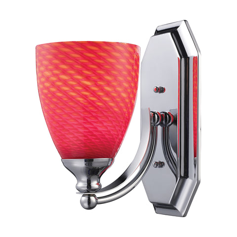 1 Light Vanity In Polished Chrome And scarlet Red Glass