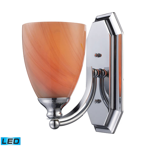 1 Light Vanity In Polished Chrome And Sandy Glass - LED Offering Up To 800 Lumens (60 Watt Equivalent) With Full Range Dimming. Includes An Easily Replaceable LED Bulb (120V).
