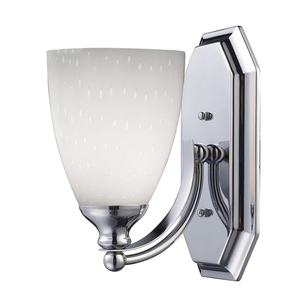 1 Light Vanity In Polished Chrome And Simply White Glass