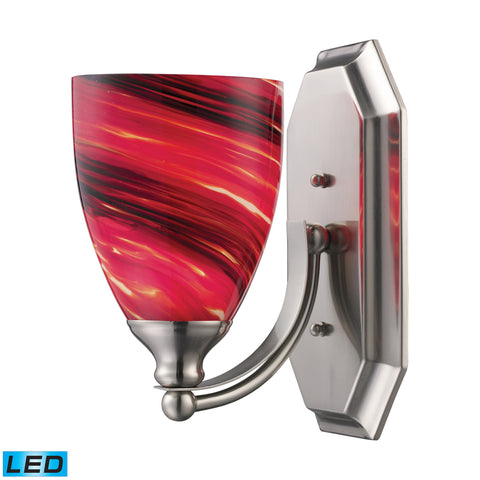 1 Light Vanity In Satin Nickel And Autumn Glass - LED Offering Up To 800 Lumens (60 Watt Equivalent) With Full Range Dimming. Includes An Easily Replaceable LED Bulb (120V).