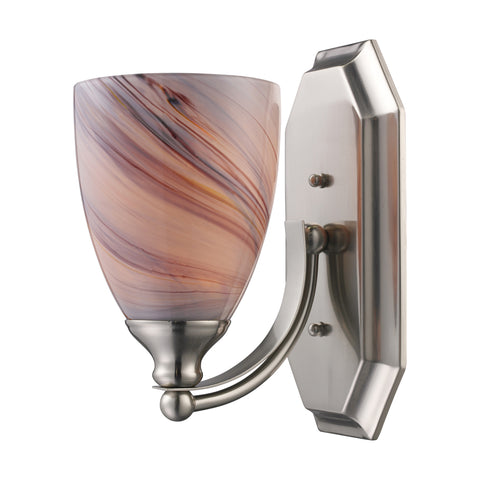 1 Light Vanity In Satin Nickel And Creme Glass